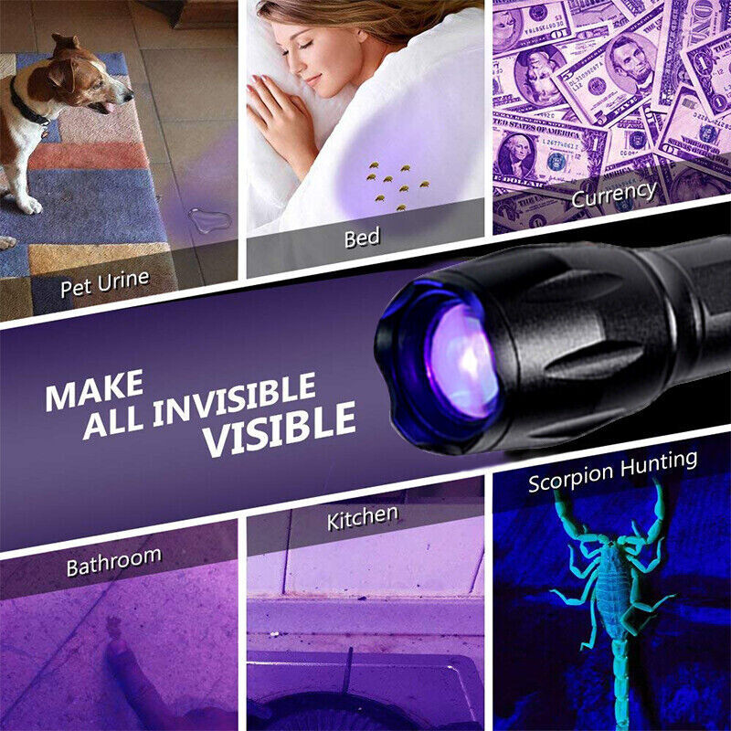 Super Bright 120000lm UV Torch Ultra Violet Flashlight Blacklight Light Lamp LED
