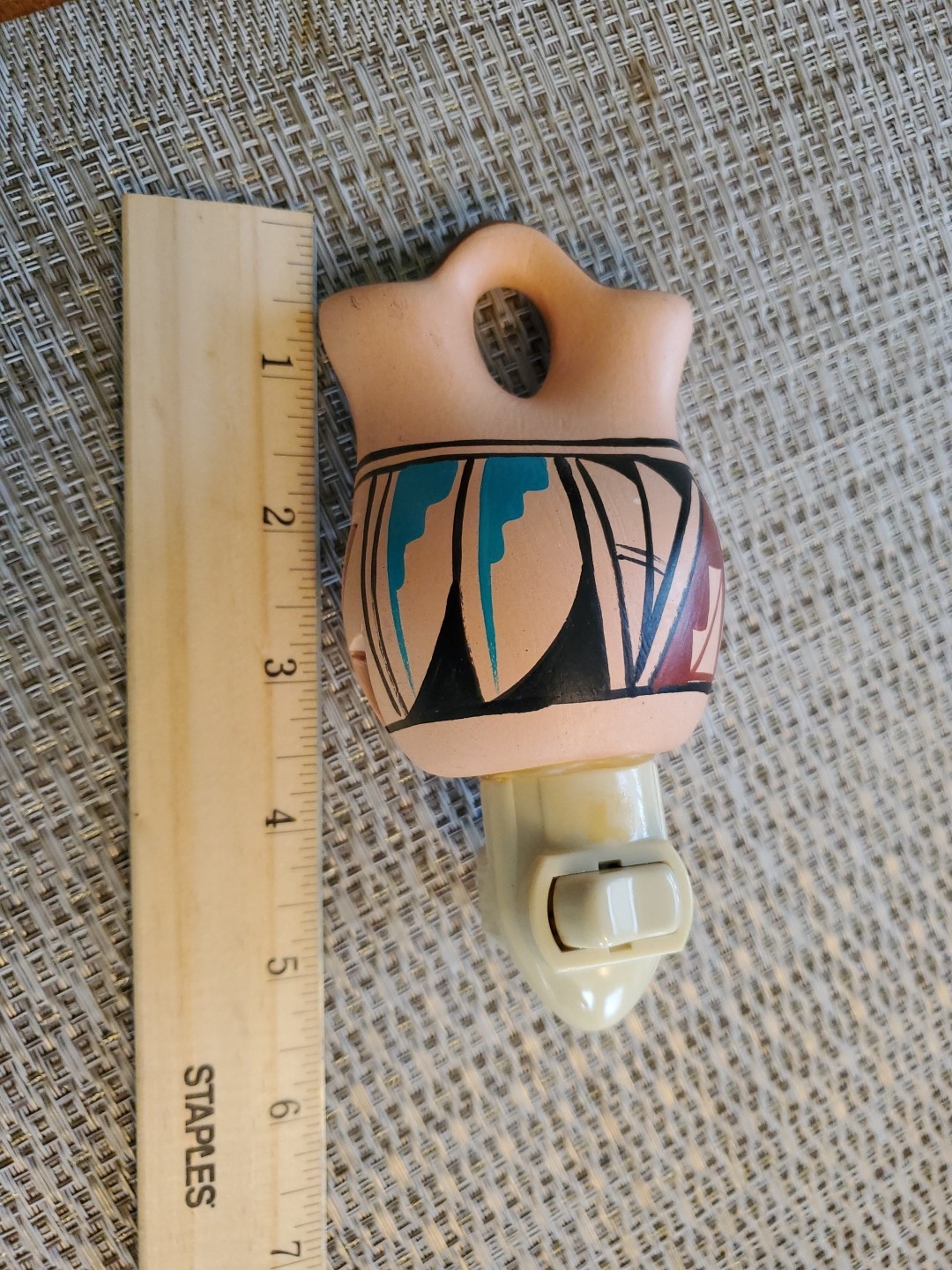 Southwestern Ceramic Night Light, Hand Painted Signed
