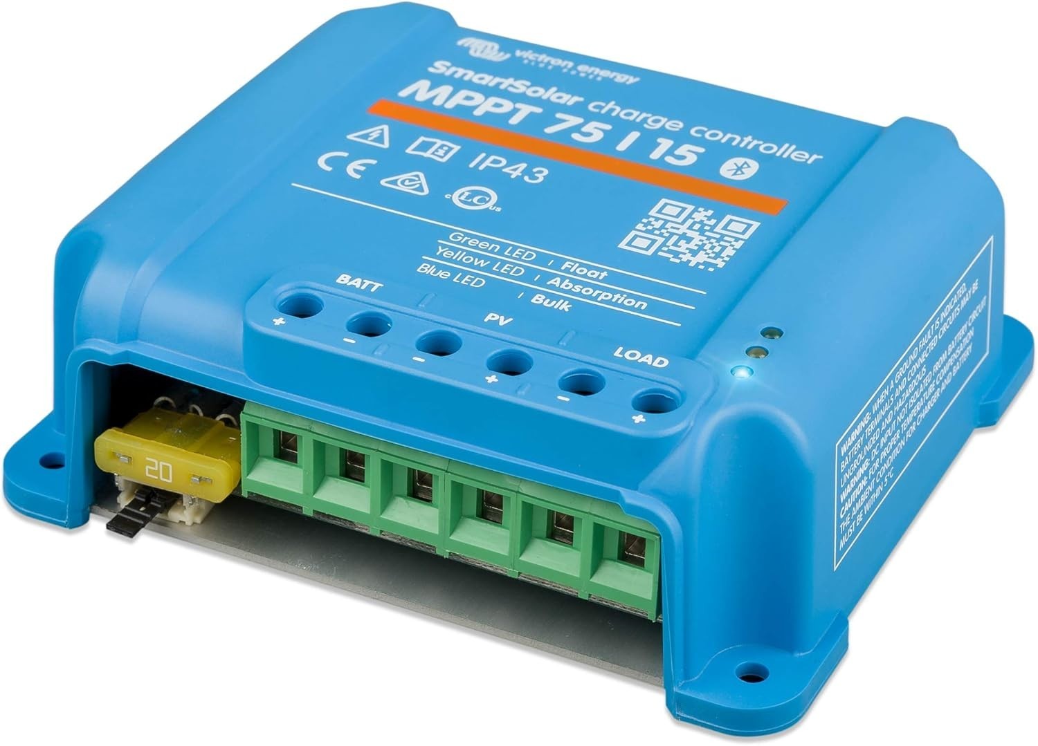 SmartSolar MPPT Bluetooth Solar Charge Controller - 75V, 15A, 12/24V Efficiency