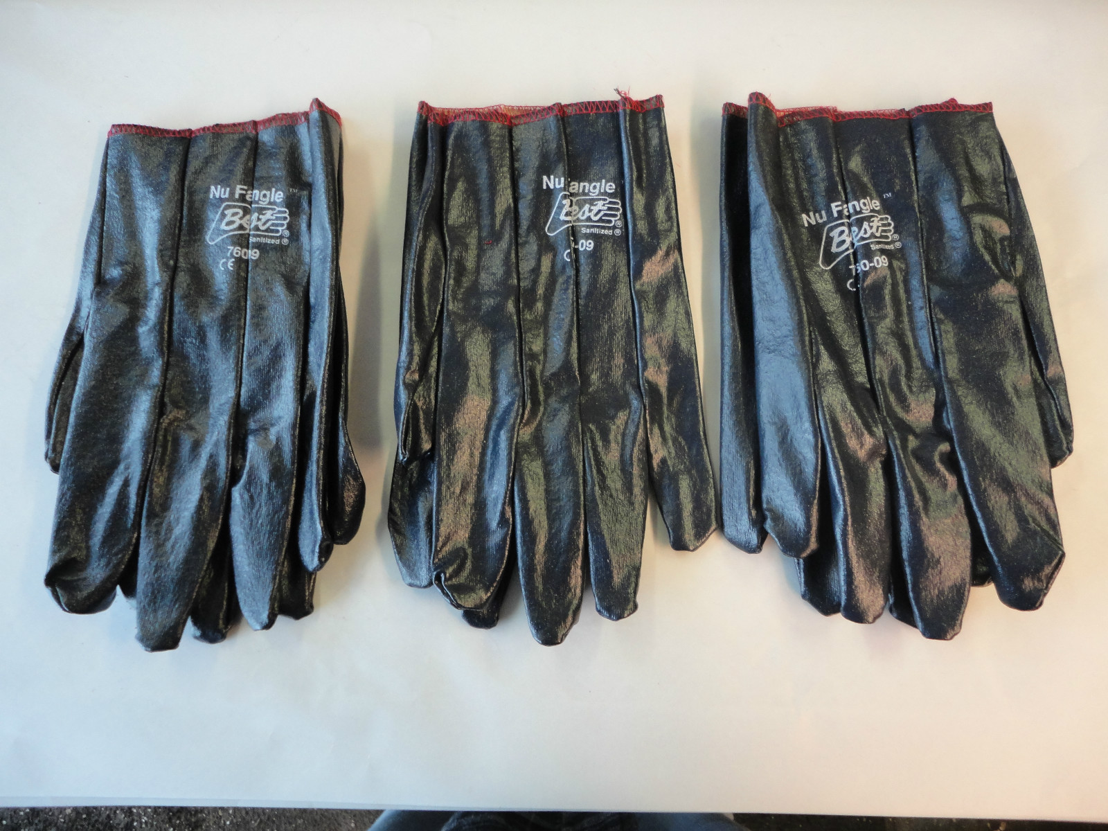 New, 3 Pair, Nu Fangle Best 760-09, Nitrile Impregnated Glove, Large, Navy Color