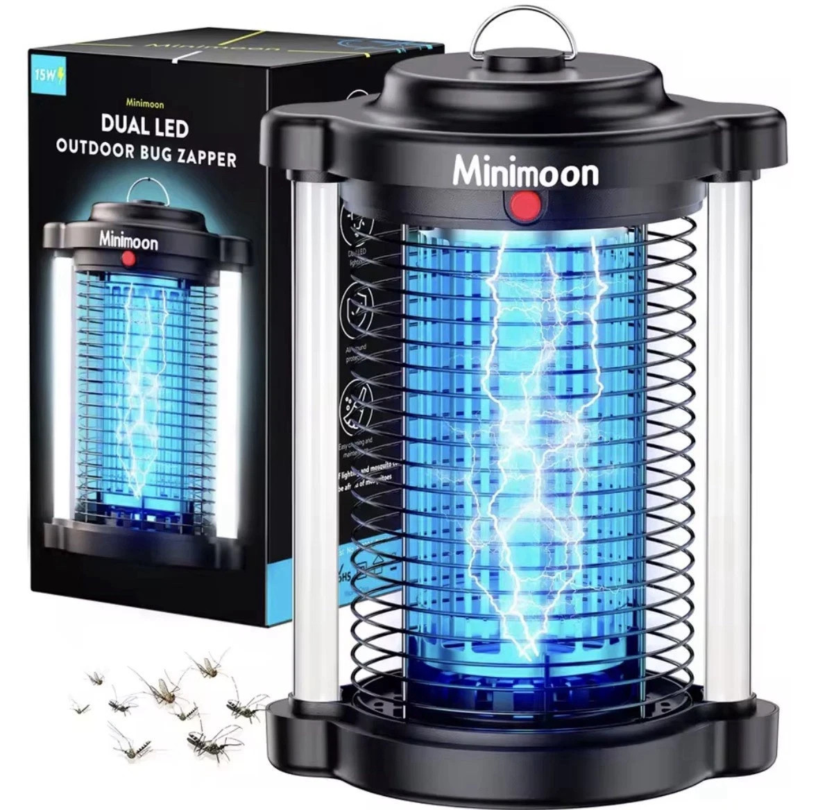 Minimoon Bug Zapper Outdoor Mosquito Zapper with Dual LED Light 4200V Fly Zapper
