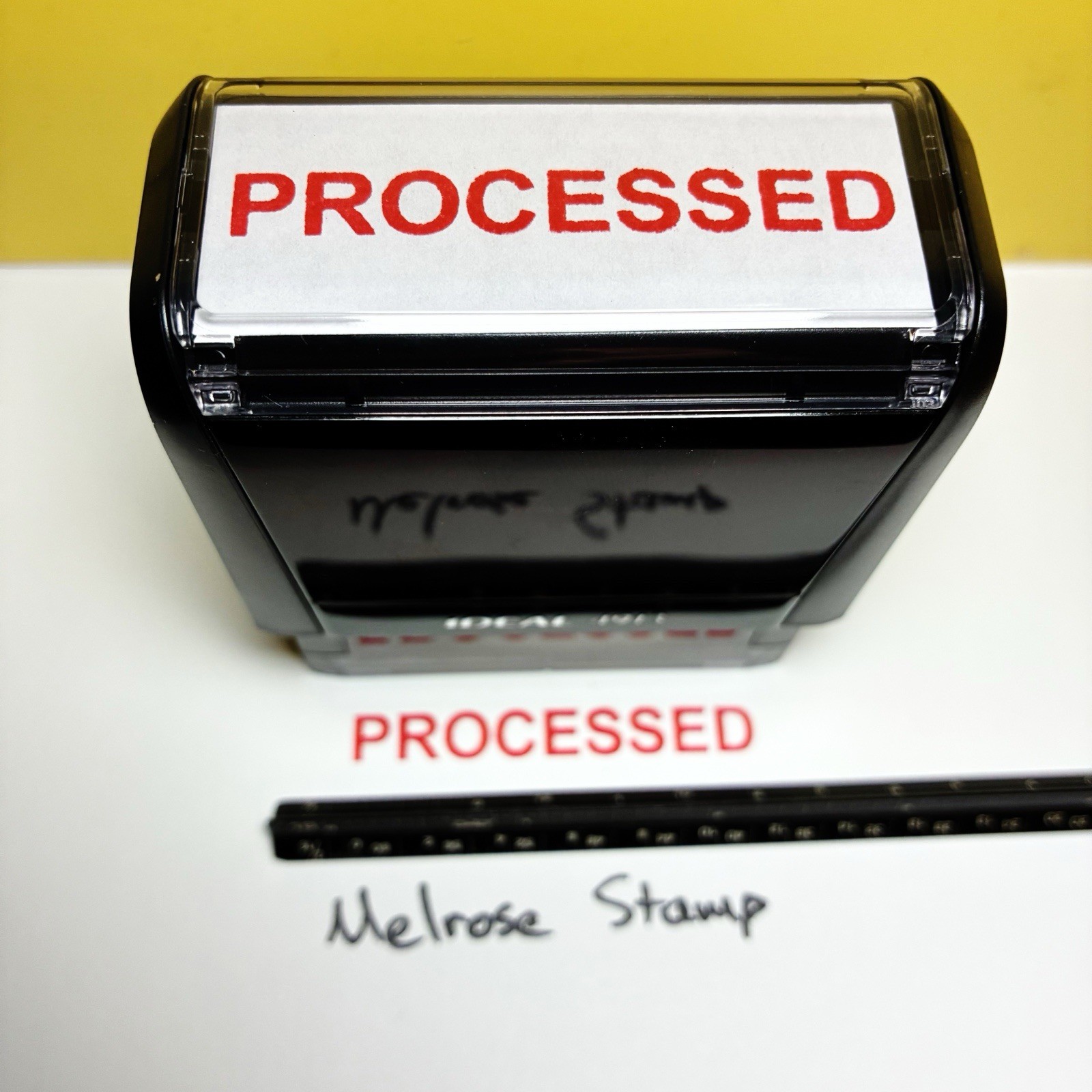 Processed Rubber Stamp Red Ink Self Inking Ideal 4913