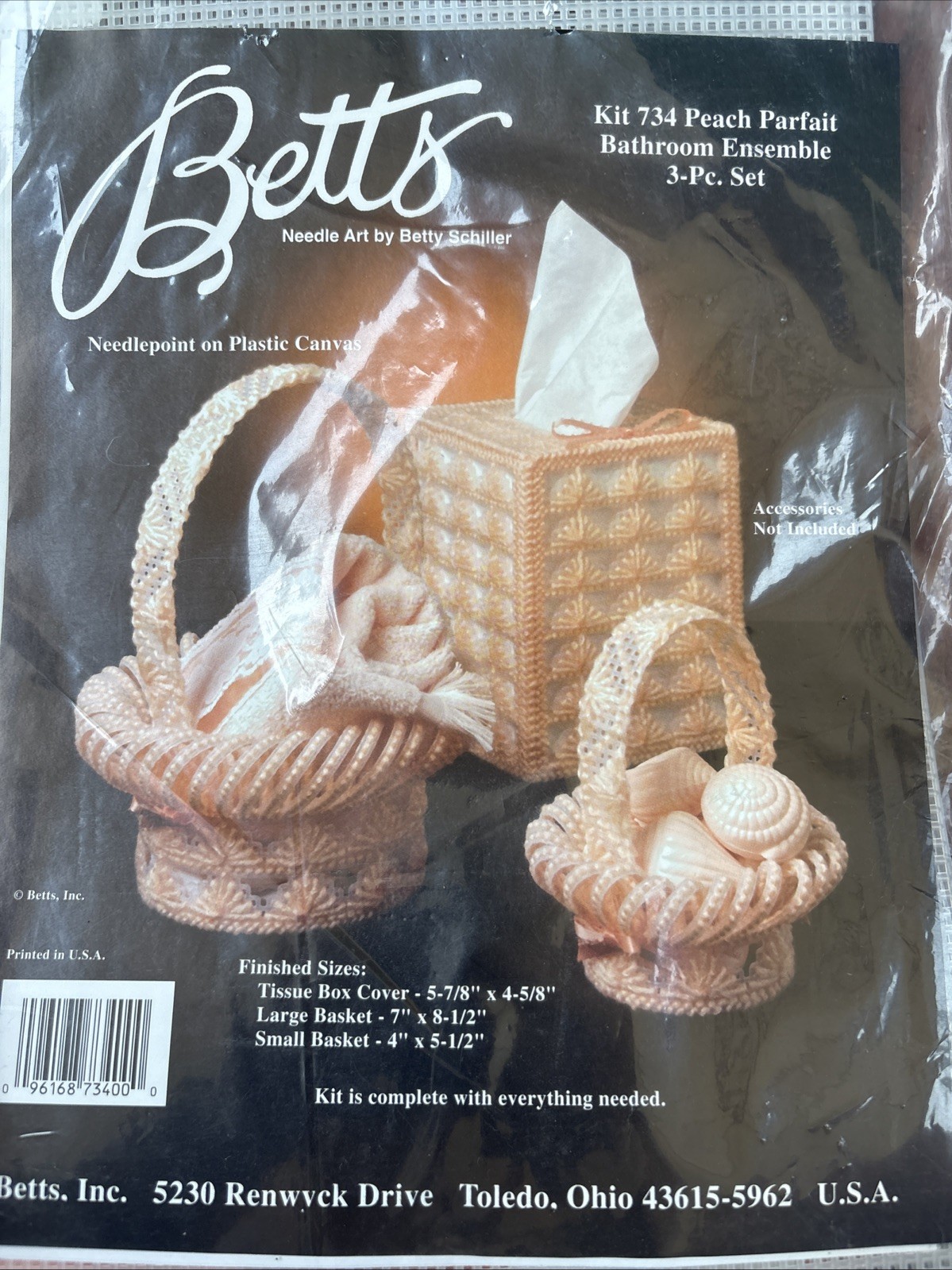 Betts Needle Art Craft Peach Parfait Bathroom Ensemble 3pc SetPlastic Canvas Kit