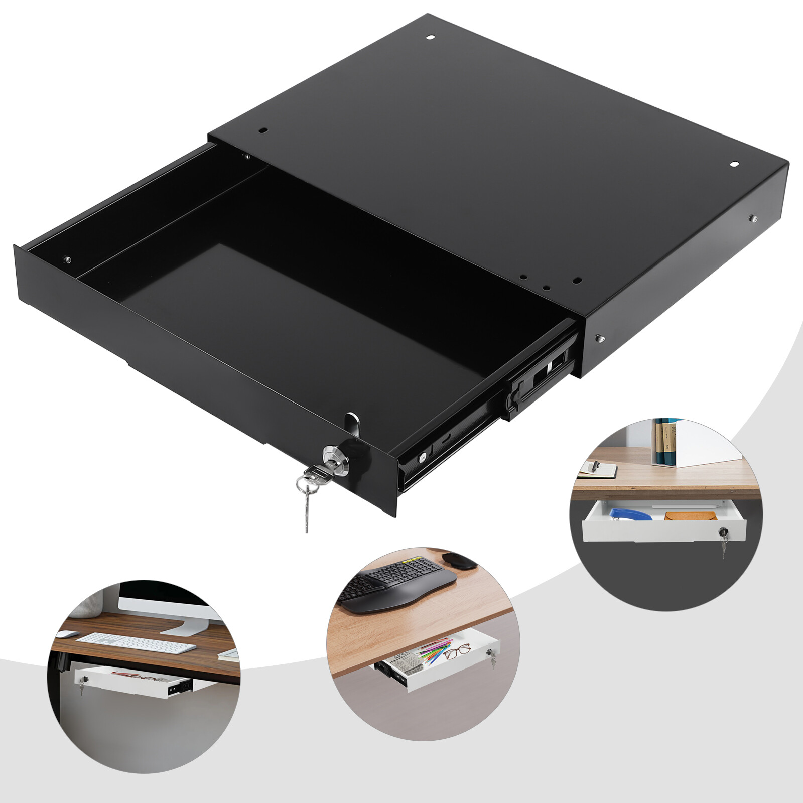 Under Desk Mounted Sliding Pull-out Drawer Drawer Storage Organizer For Office