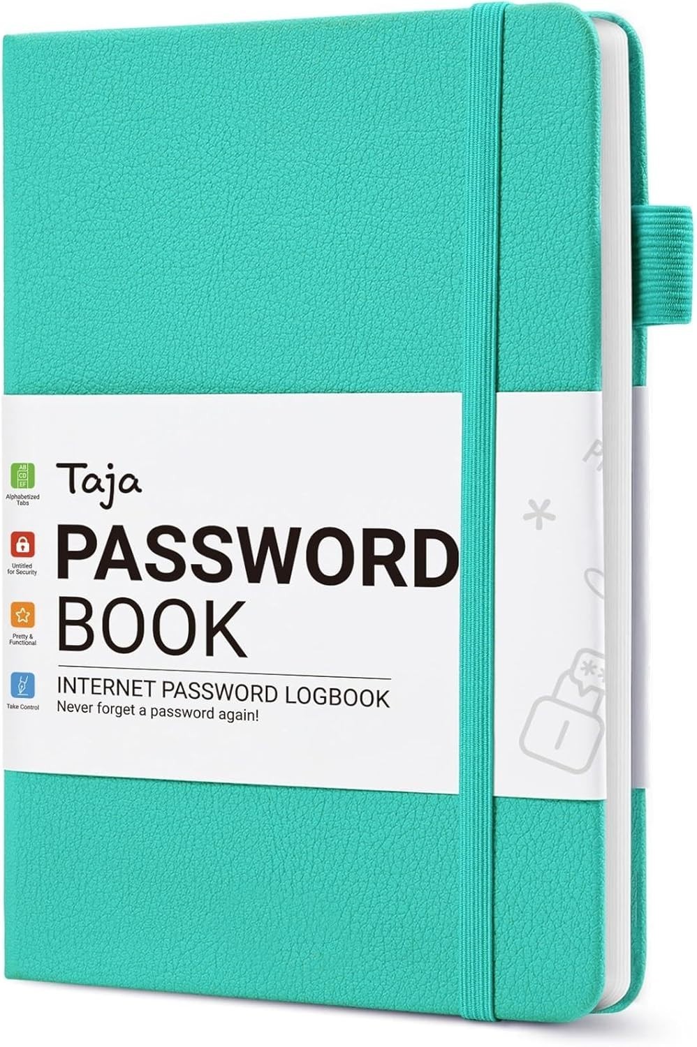 Stylish Password Logbook with 136 Pages and Easy Access for Seniors - Aquamarine