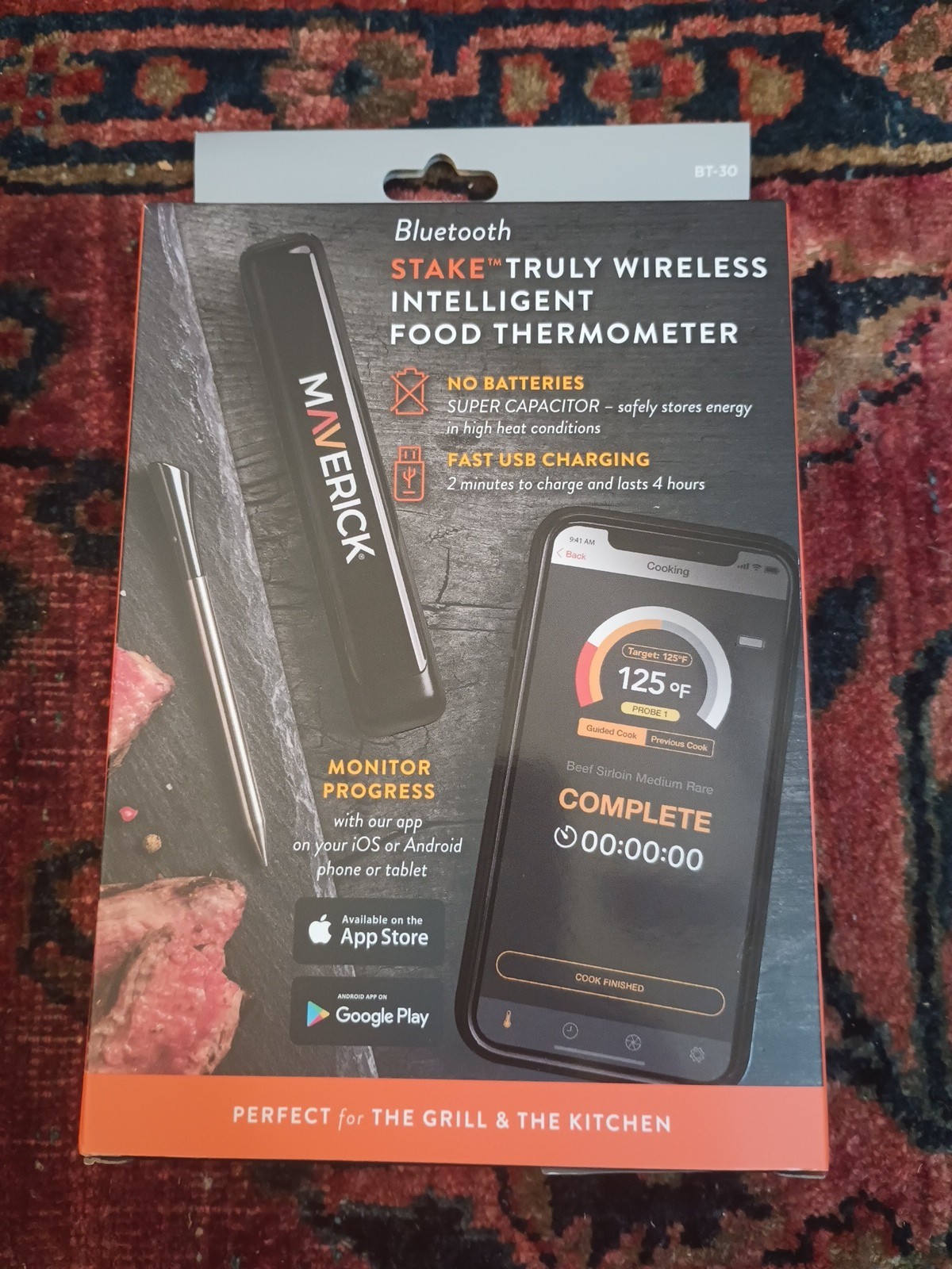 Maverick Stake Truly Wireless Bluetooth Smart Thermometer - Black BT-30