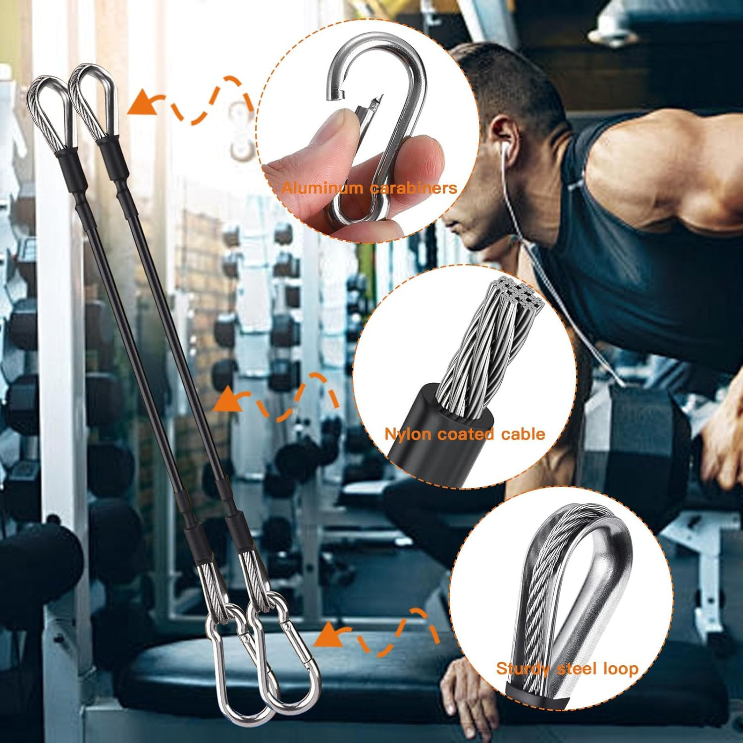 2PCS Gym Cable Extension,Replacement Cable Machine Accessories,Cable Pulley Atta