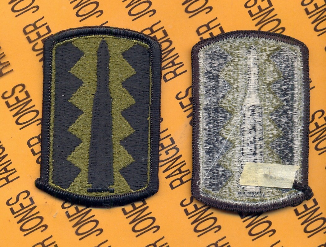 US Army 197th Infantry Brigade OD Green & Black uniform shoulder patch m/e