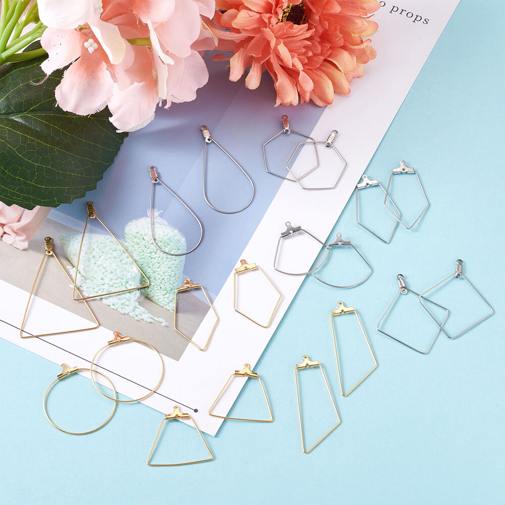 36Pcs Stainless Steel Beading Earring Hoops Component Mixed Hoop Earring Finding