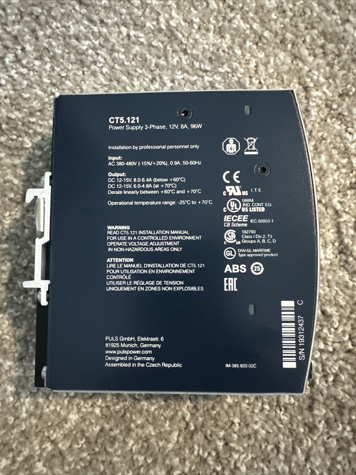 PULS DIMENSION POWER SUPPLY CT5