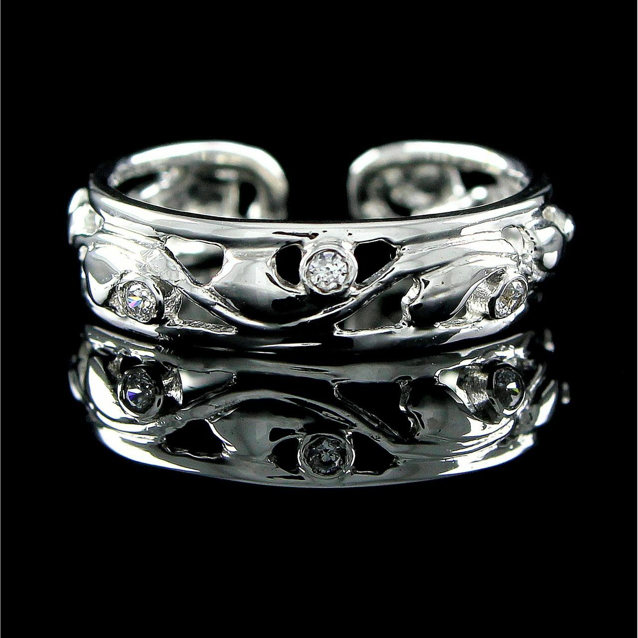 Simulated Diamond Fashion Toe Ring 18K White Gold Plated Sterling Siver