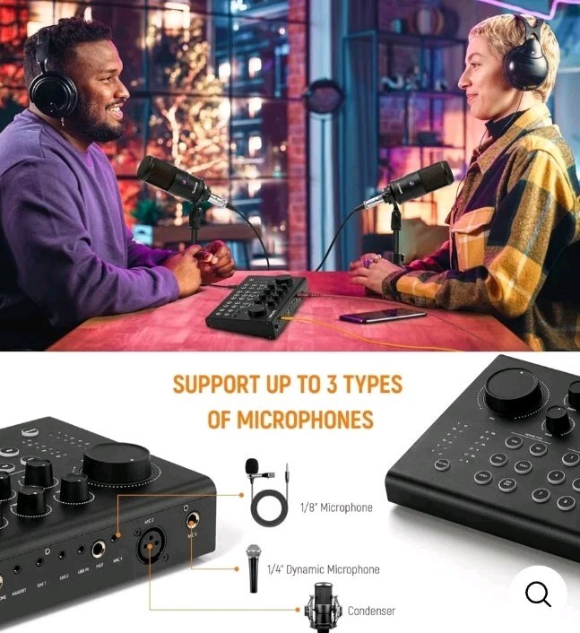 Synido Live 100 USB Desktop Audio Interface 2-Channel 24-bit/96kHz Phantom