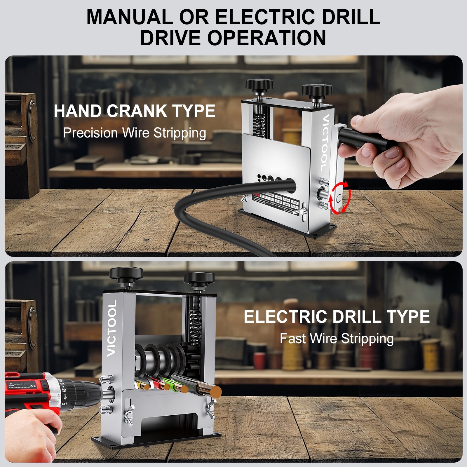 Manual Wire Stripping Machine 6 Channels 3-17mm Drill Powered Cable Stripper