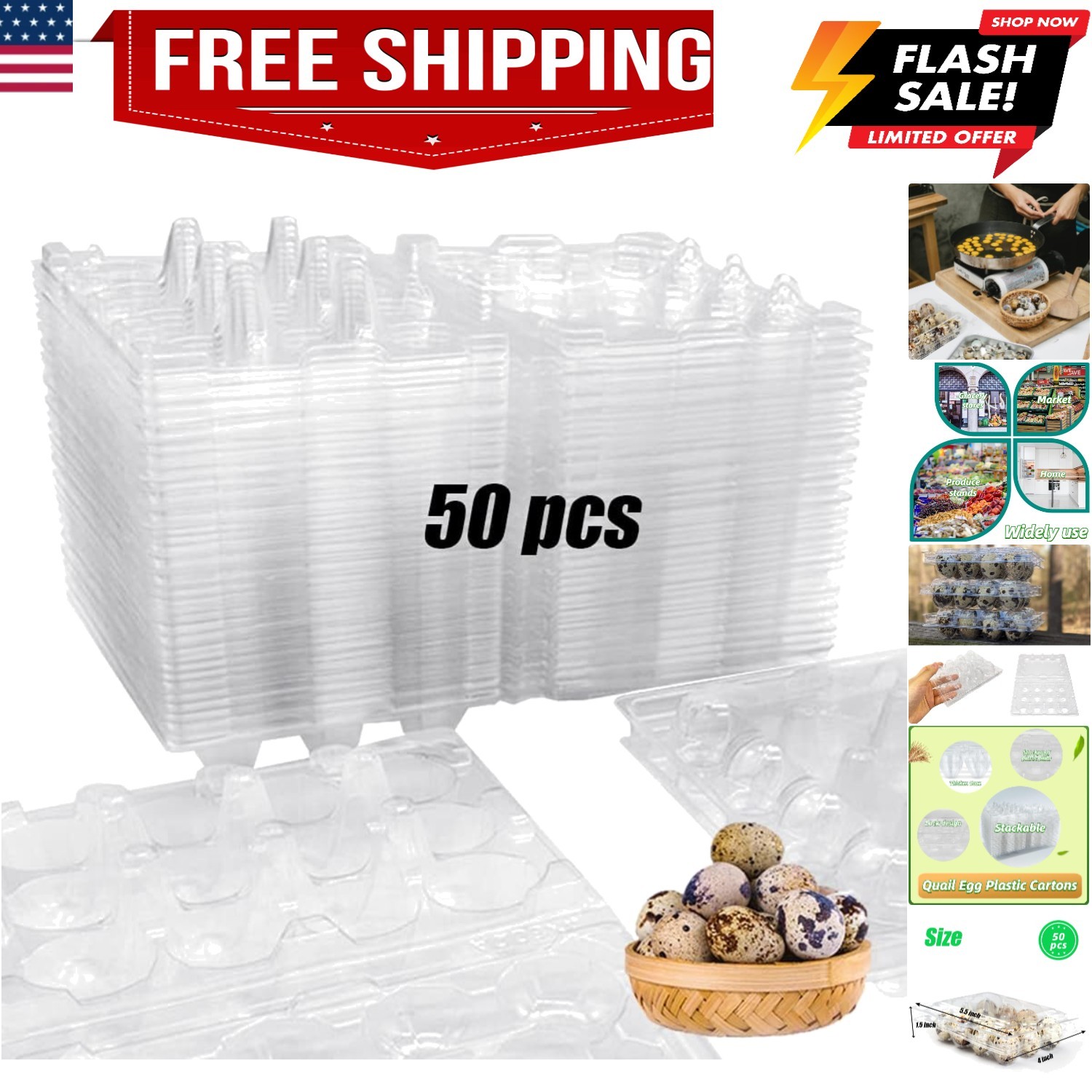 50 Pcs Quail Egg Cartons,12 Grids Small Egg Storage Holders,Quail Eggs Bulk C...