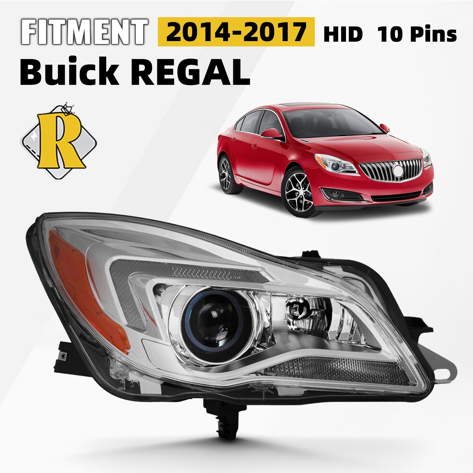 For 2014-2017 Buick Regal HID Projector Headlight w/o Bulb Passenger Right Side