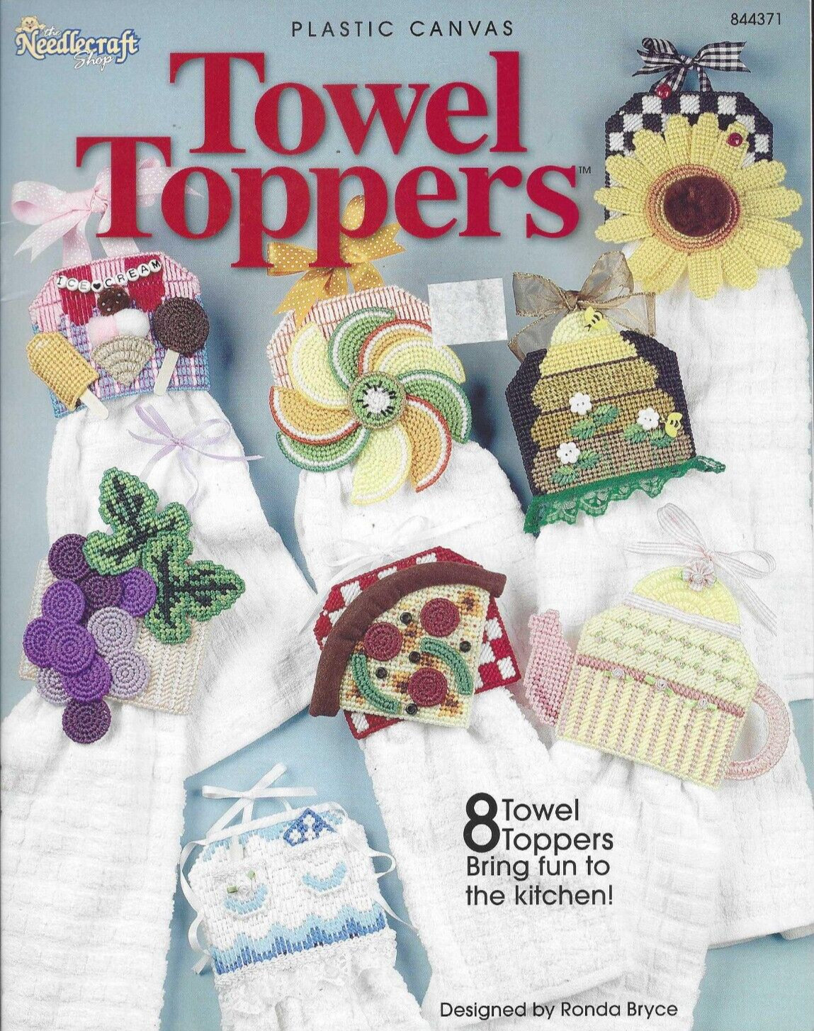 Towel Toppers in Plastic Canvas Pattern Fun Designs Fruit Flower Tea Pot