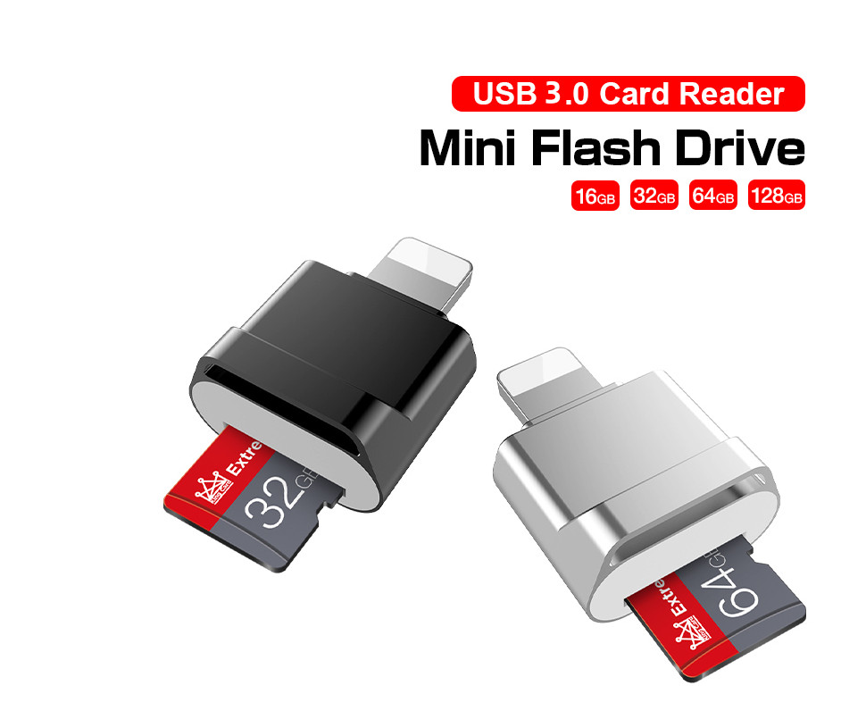 16/32/64Gig SD + IPhone 14 13 OTG micro USB 3 SD TF Card adapter IPad lightning