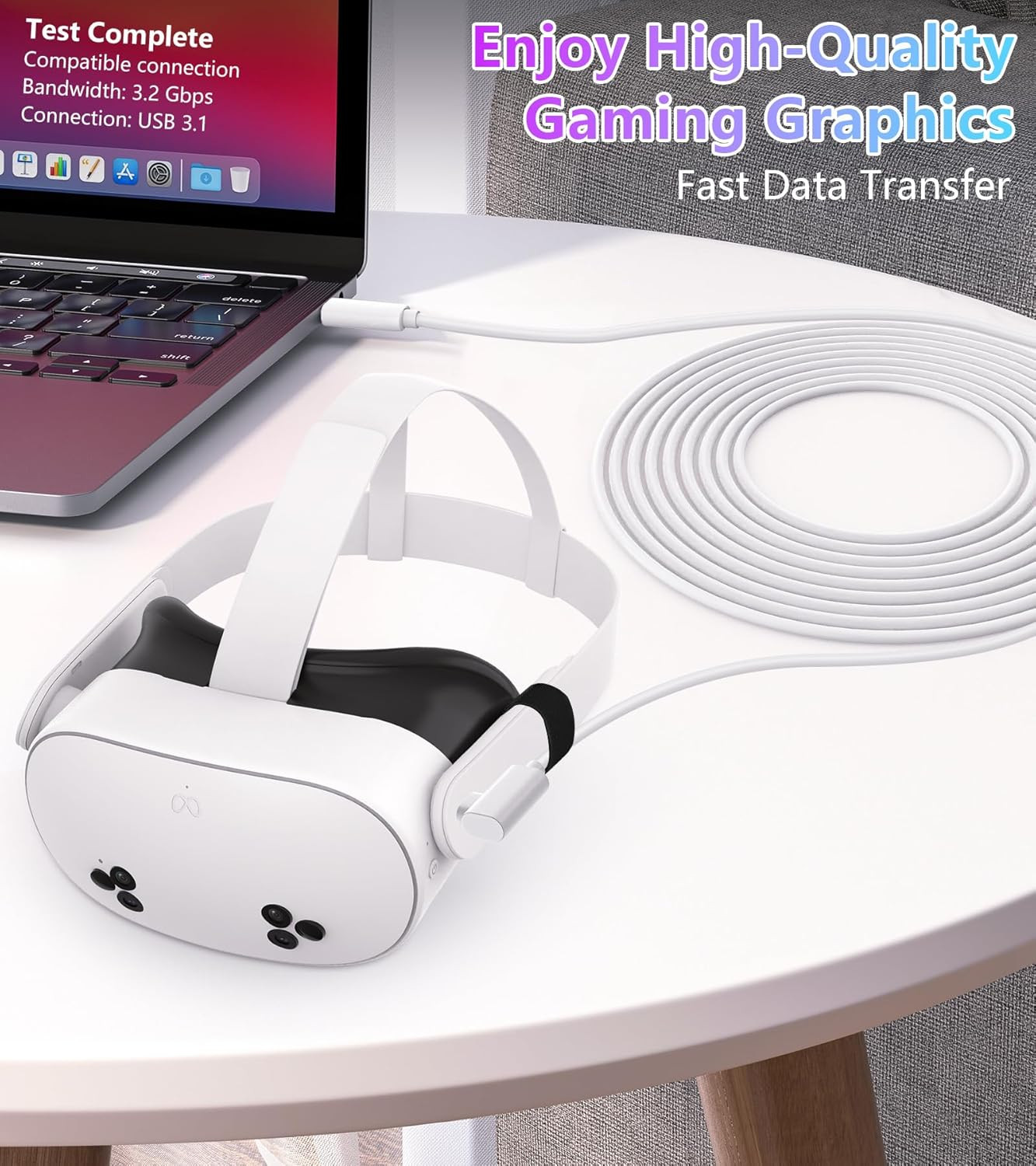 Link Cable 16FT Compatible with Meta/Oculus Quest 3S, Quest 3, Quest