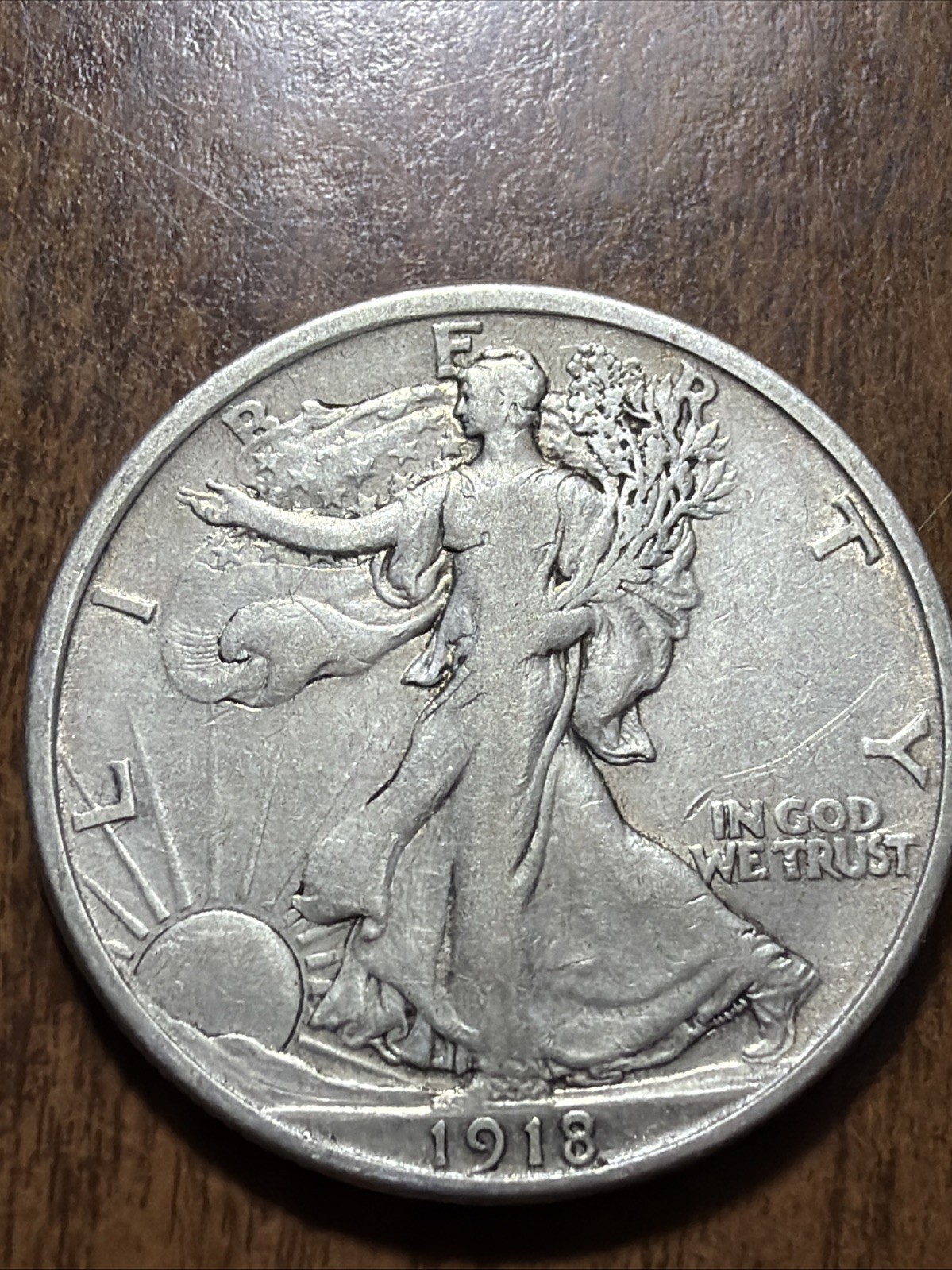 1918 Walking Liberty Half Dollar 50c Silver Actual Coin Very Fine Great Add