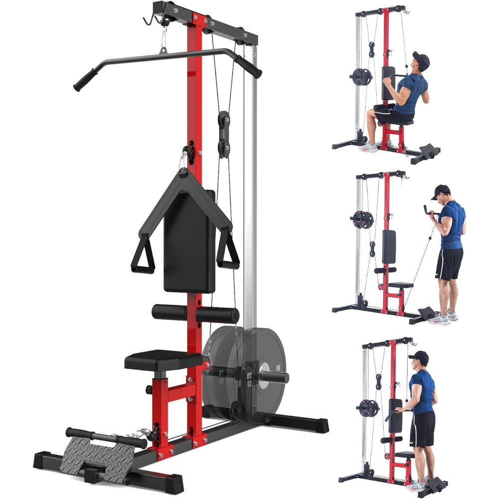 Adjustable Lat Pulldown Machine High Low Dual Pulley Cable for Strength Training