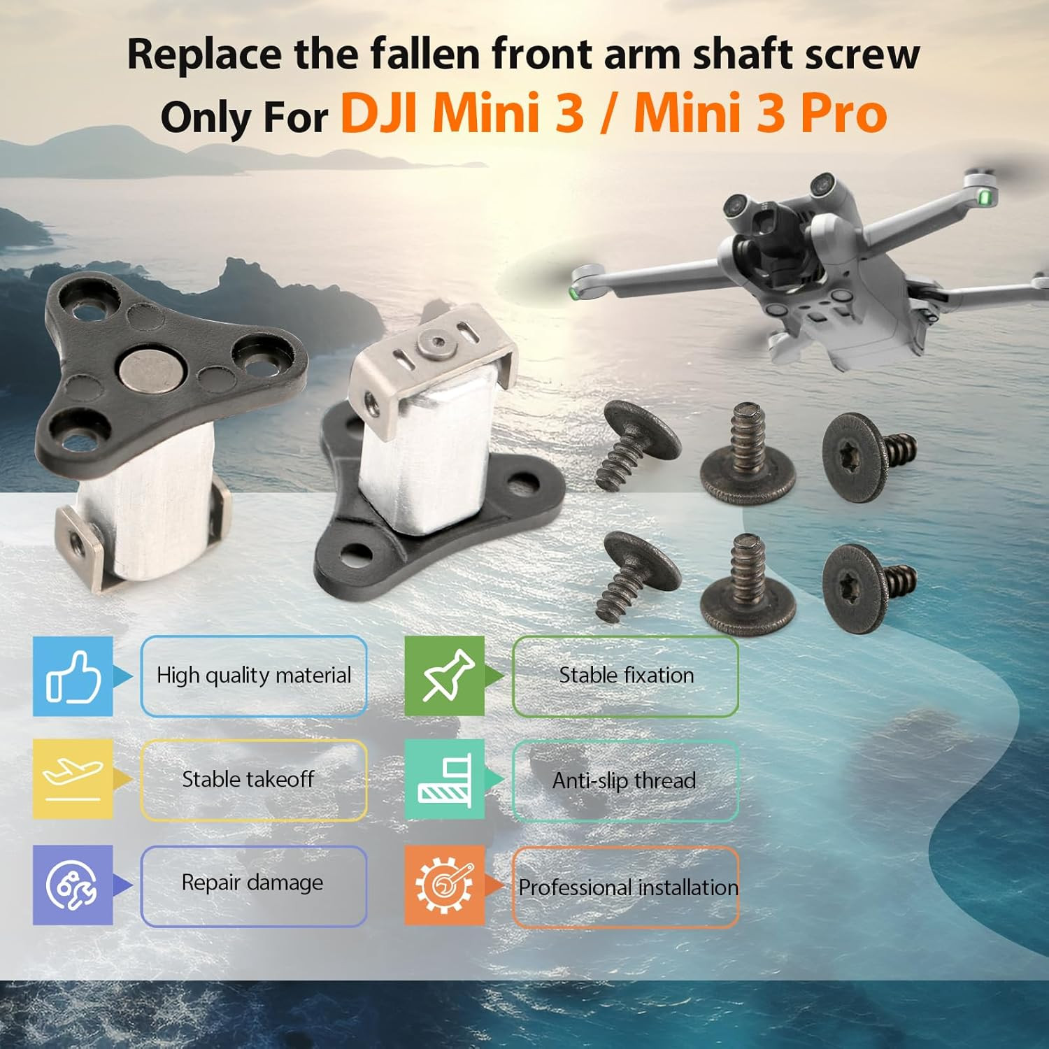 DJI Mini 3/Mini 3 Pro Front Arm Axis & Hinge Replacement Kit 2Pcs with Screws &