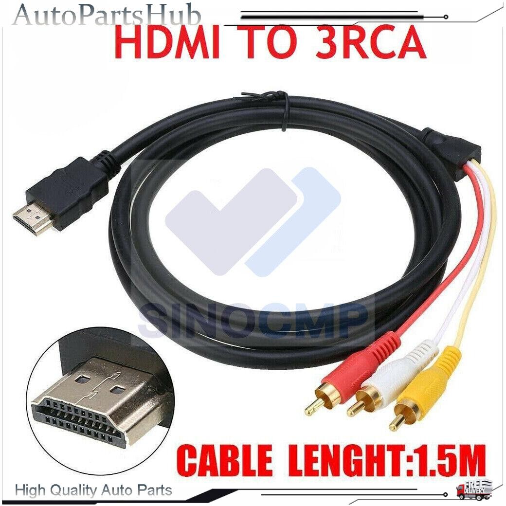 Accessory Cable Video To 3 AV Male HDMI 59' TV Cord 1080p Adapter RCA Audio HDTV