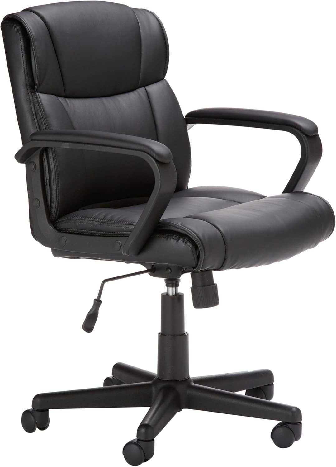 Mid-Back Office Chair - Height Adjustable, Padded Armrests, Sleek Black