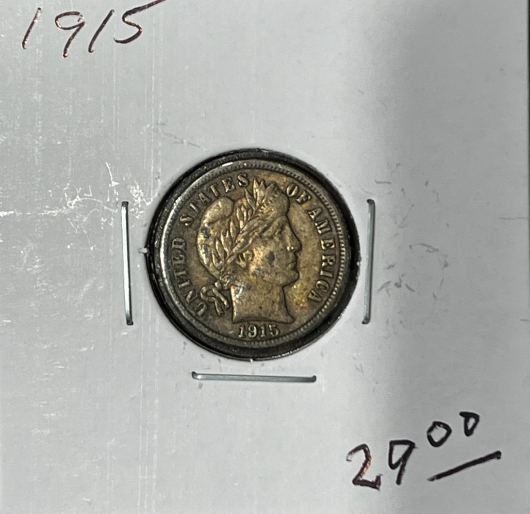 1915 Barber Dime Higher Grade Looks XF/AU