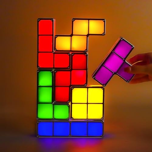 Tangram Stackable Night Light, LED 7 Colors Induction Interlocking Desk Plug