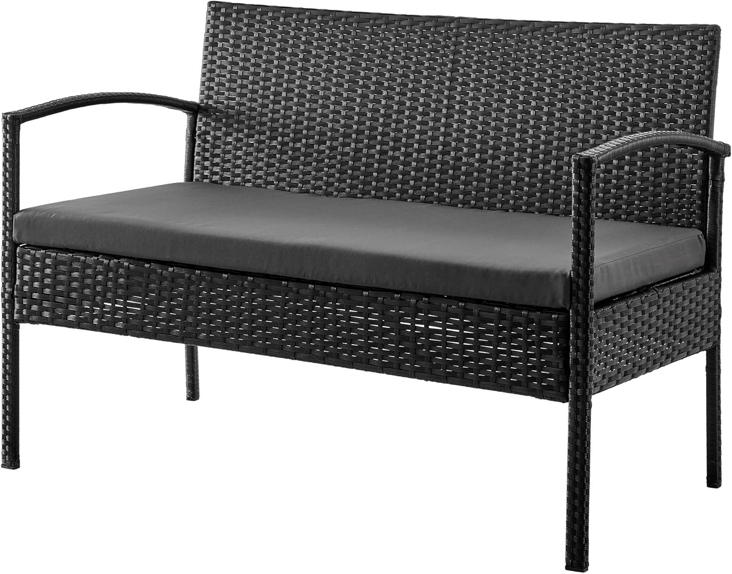 Noli 4-Piece Outdoor Patio Set with Cushions, Steel Rattan, Grey