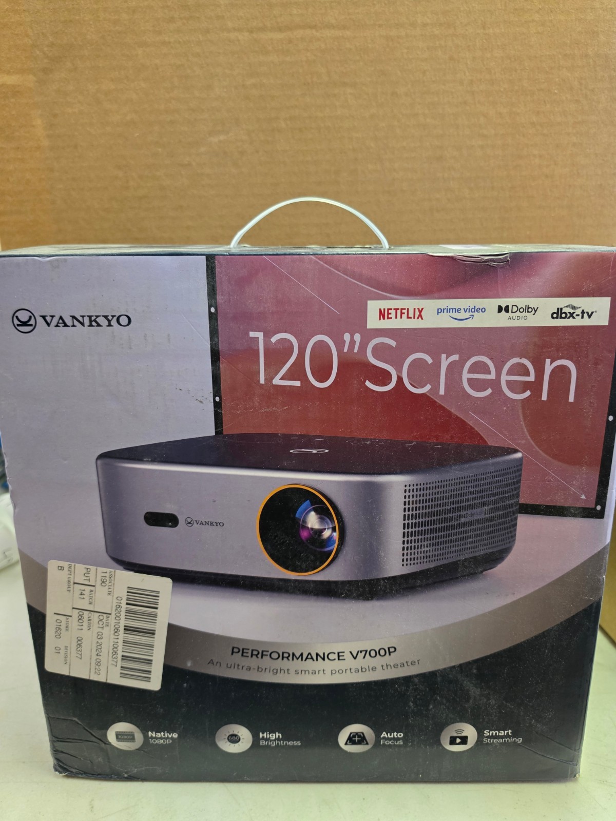 Vankyo V700P Smart Projector 1080P 120 inch LCD Auto Focus