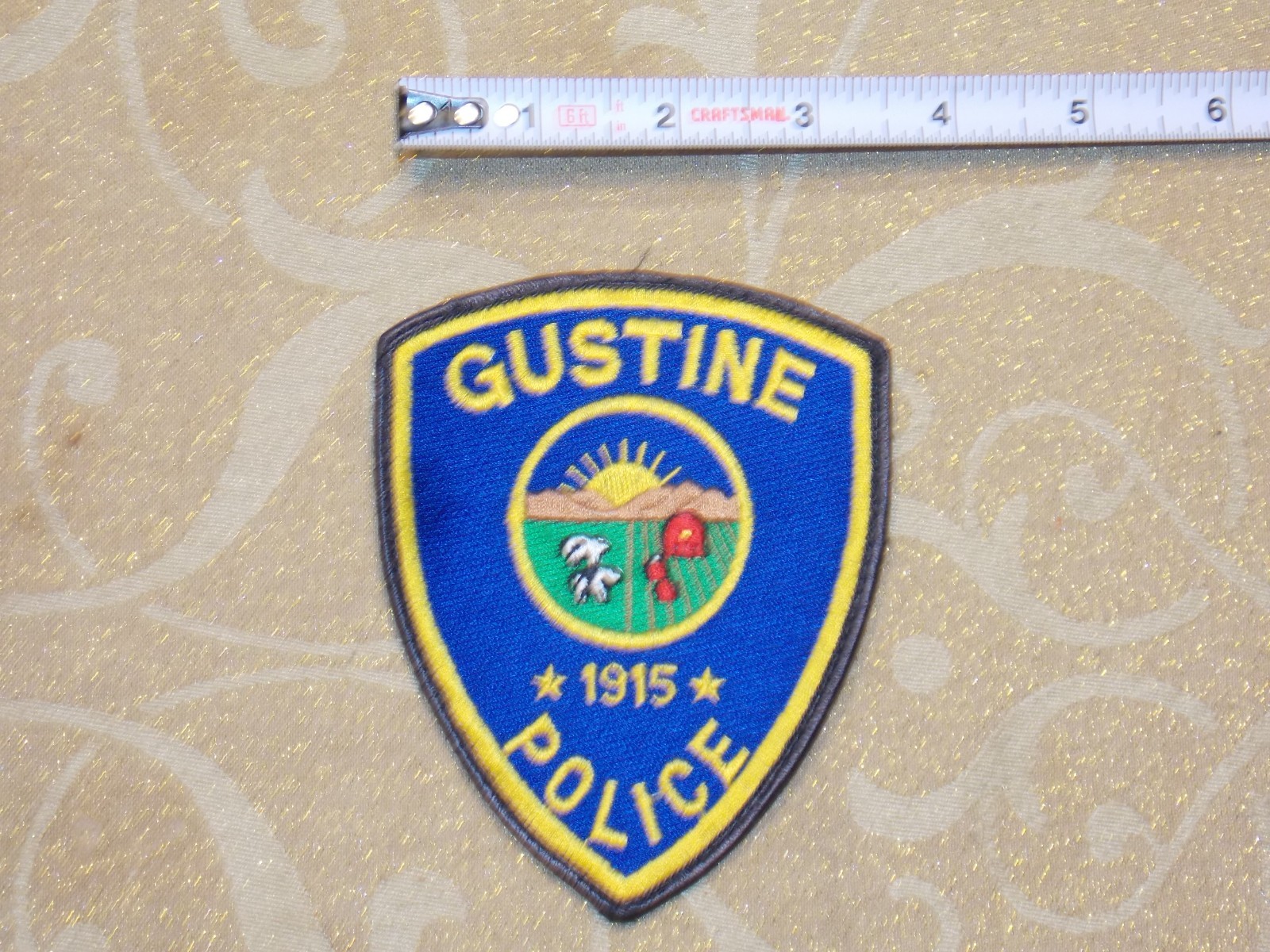 Vintage GUSTINE CA Police Dept Patch Off Uniform 3.75"x4.5"