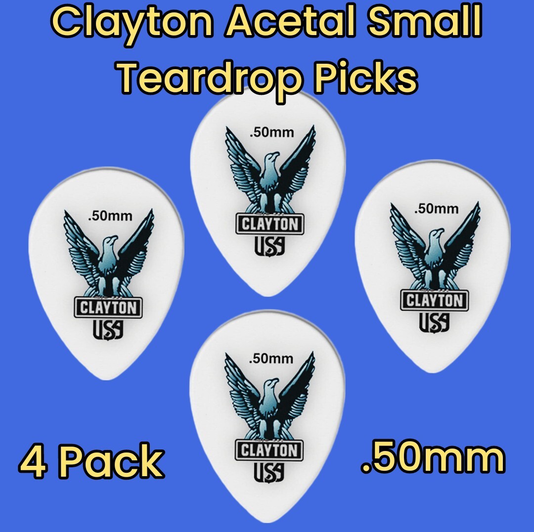 Clayton Acetal Small Teardrop Custom Guitar Picks 4 Pack 0.50mm