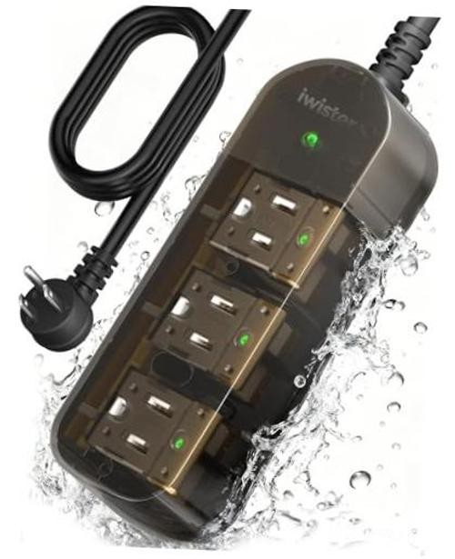 Outdoor Power Strip Weatherproof, 3 AC Outlets Extension Cord | 1625W/13A, 5FT