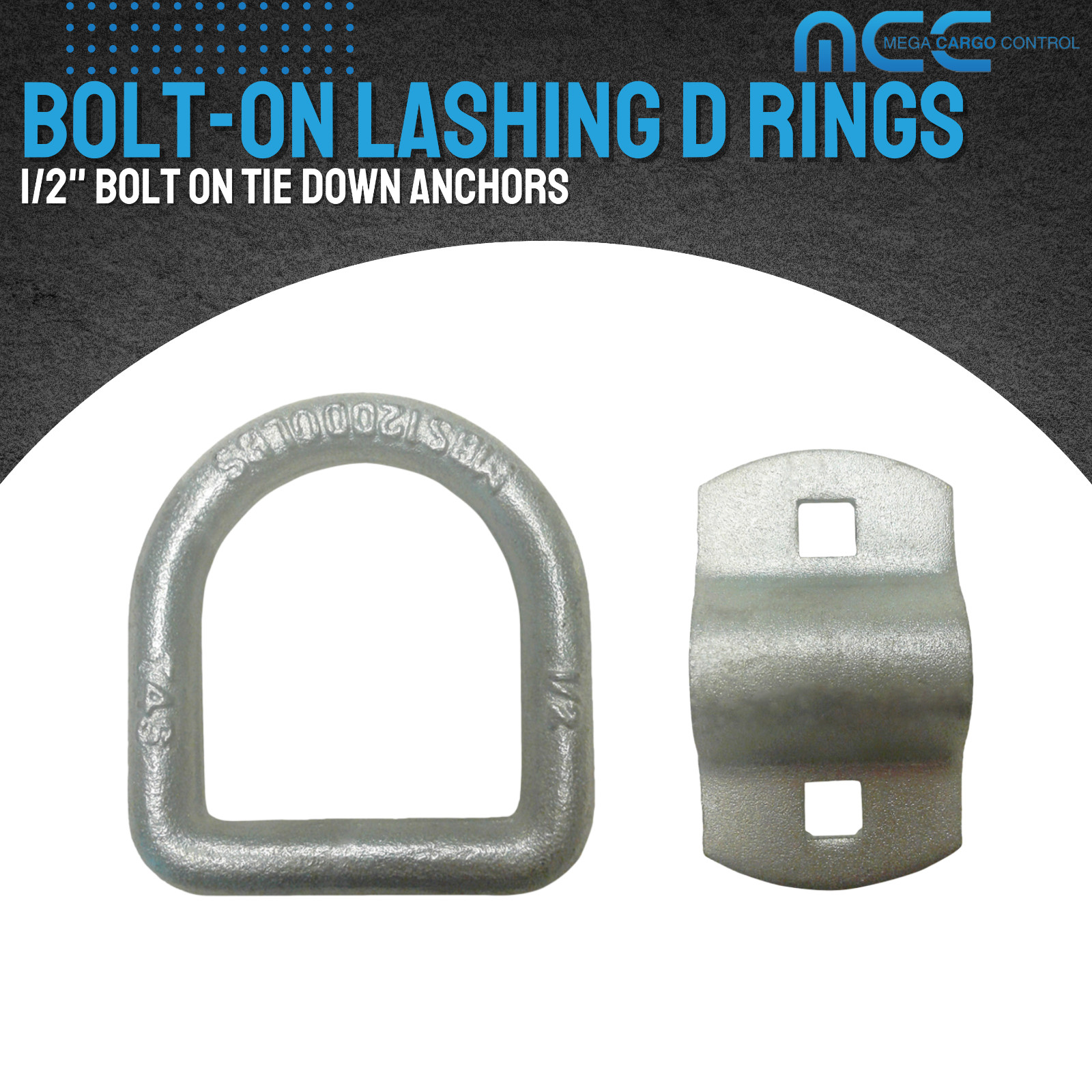 4 Pack 1/2" Bolt-On D Ring Flatbed Truck Trailer Tie Down Strap Chain Rope Ring