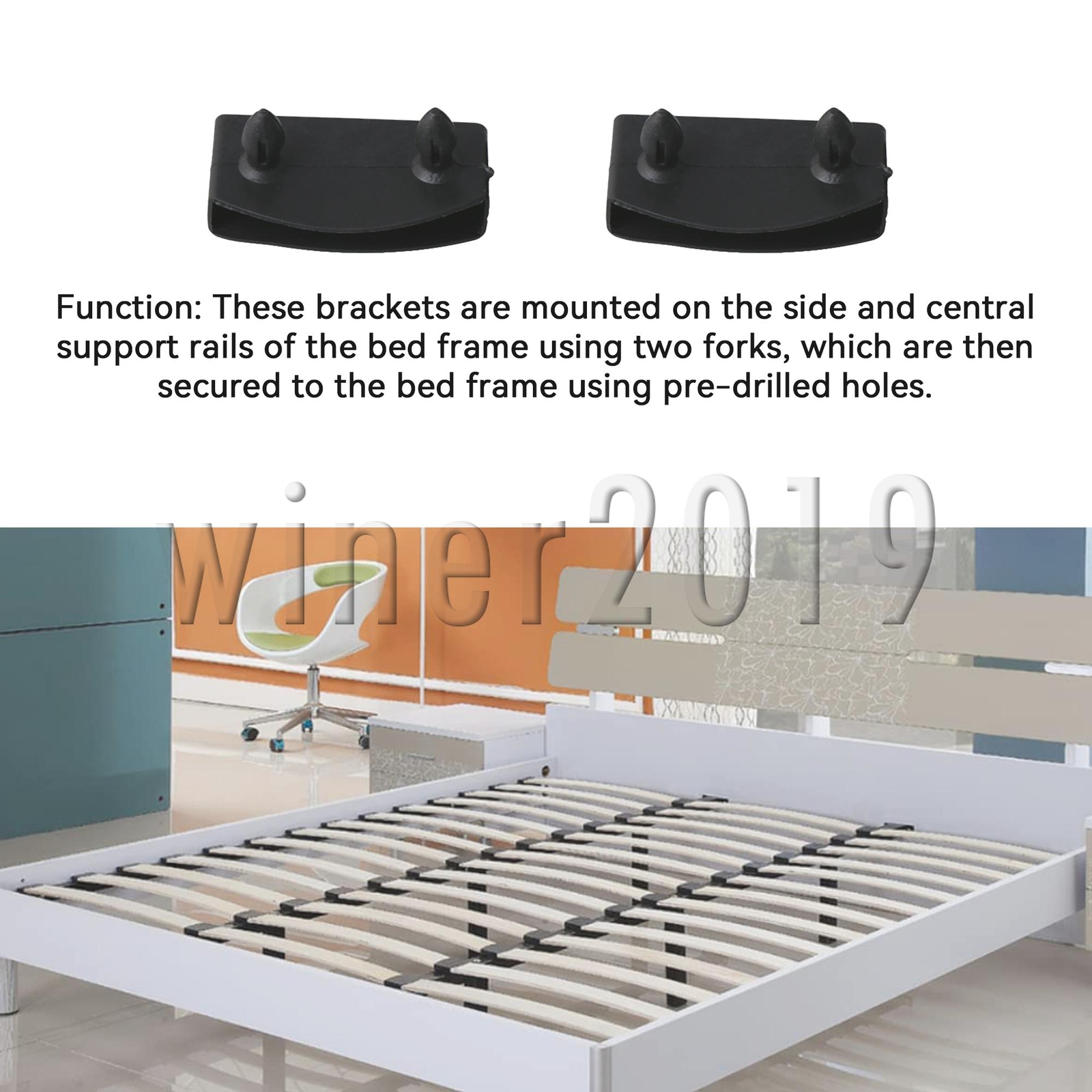 55mm Replacement Bed Slat Holders Bundles Plastic End Caps Black Pack of 100