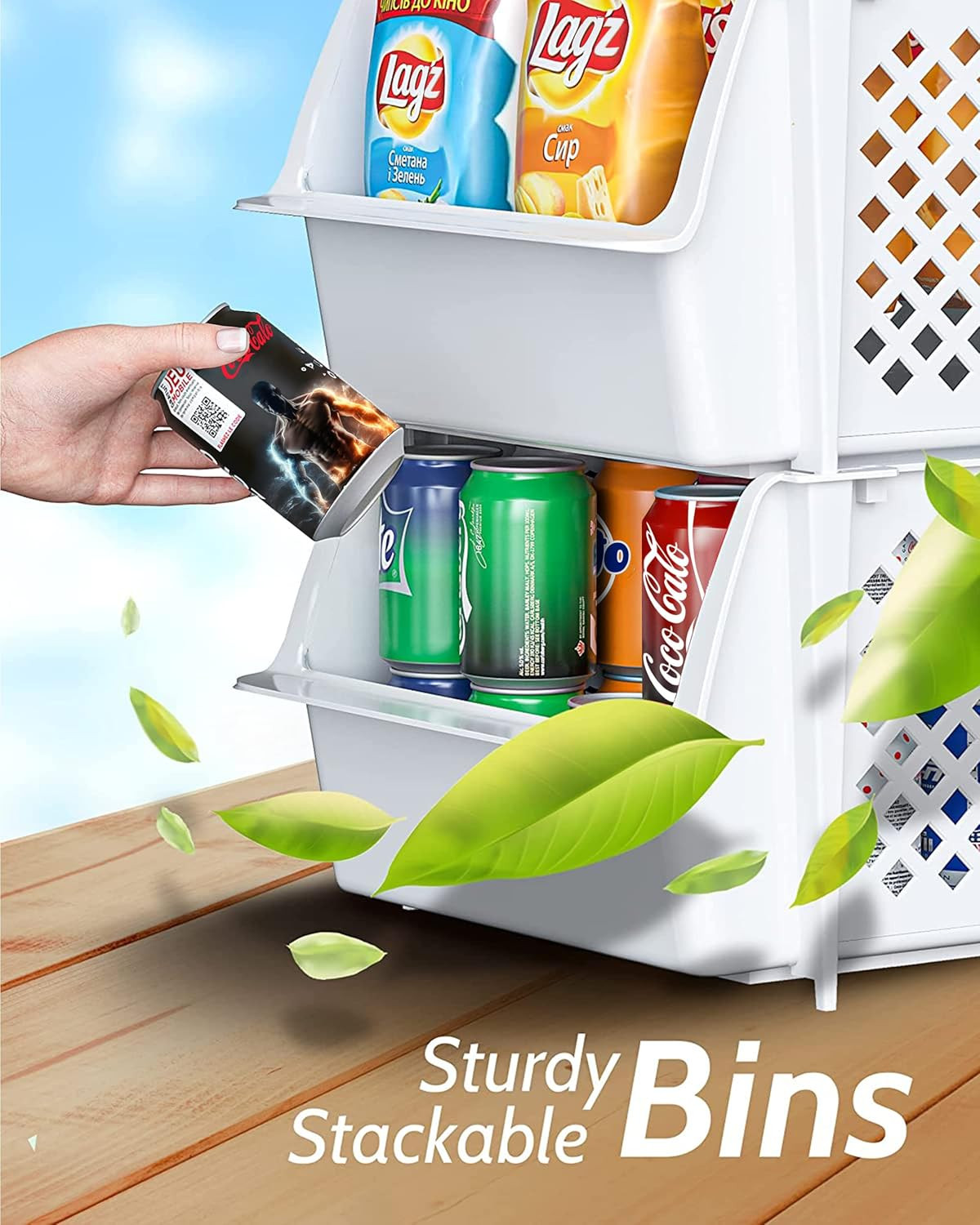 Tidyfriend Stackable Storage Bins for Pantry, 4 Pack Stackable Bins for Organizi