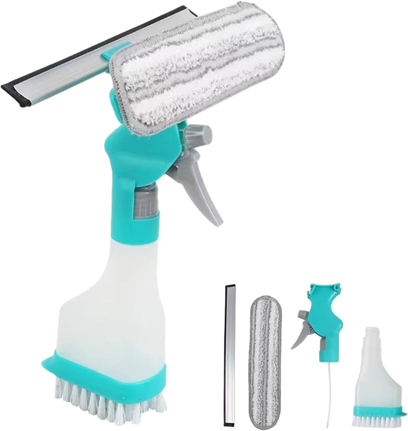 4 in 1 Window Cleaning Kit, Professional Window Vacuum Squeegee with Spray