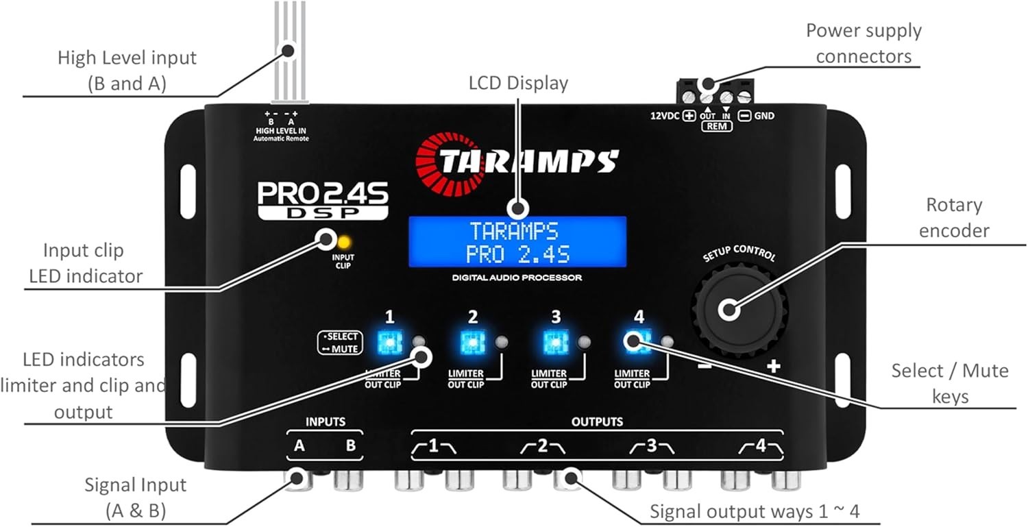 Pro 2.4S DSP Crossover Digital Signal Processor Equalizer 15-band Graphic