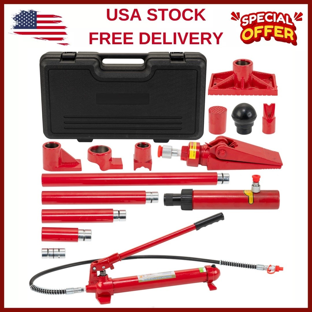 ⏯12 Ton Porta Power Hydraulic Jack Kit 4.6 ft/1.4 m Oil Hose Frame Repair Kit