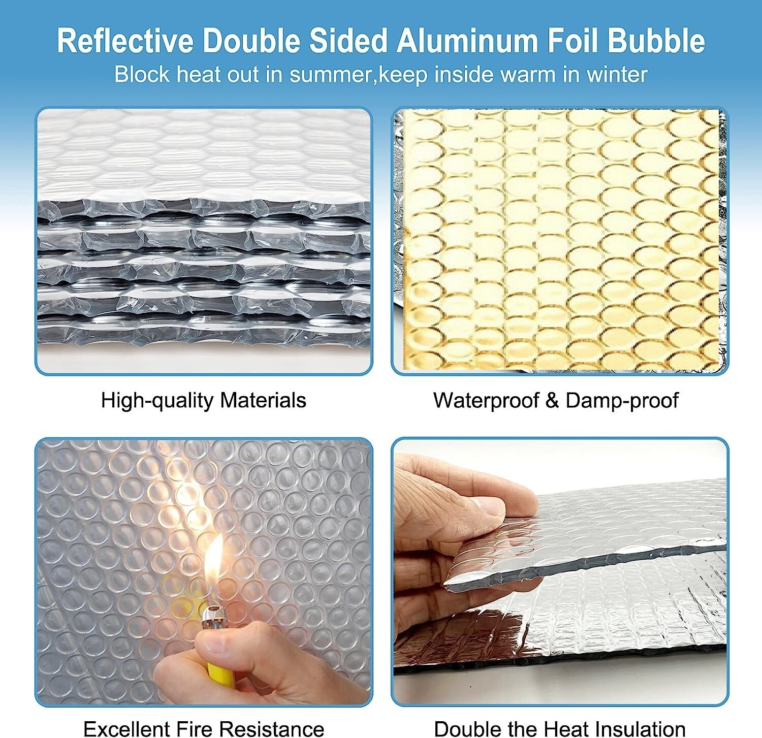 REFLECTIVE GOLD SILVER FOIL Double BUBBLE ROLL Insulation 2x10 HEAT RESISTANT