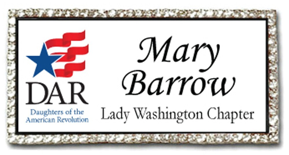 DAR Daughters of the American Revolution  BLING CRYSTAL NAME BADGE W/ MAGNET