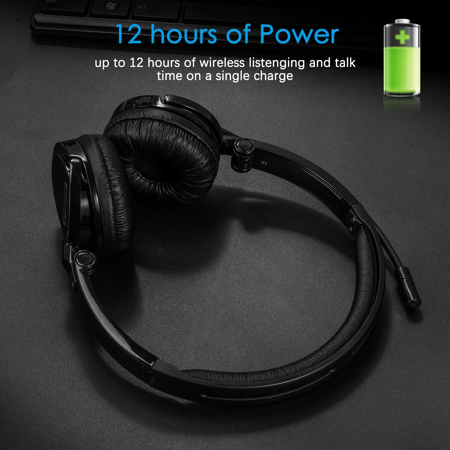 for Trucker Driver Over The Head Wireless Bluetooth Headset Mic Noise-Canceling