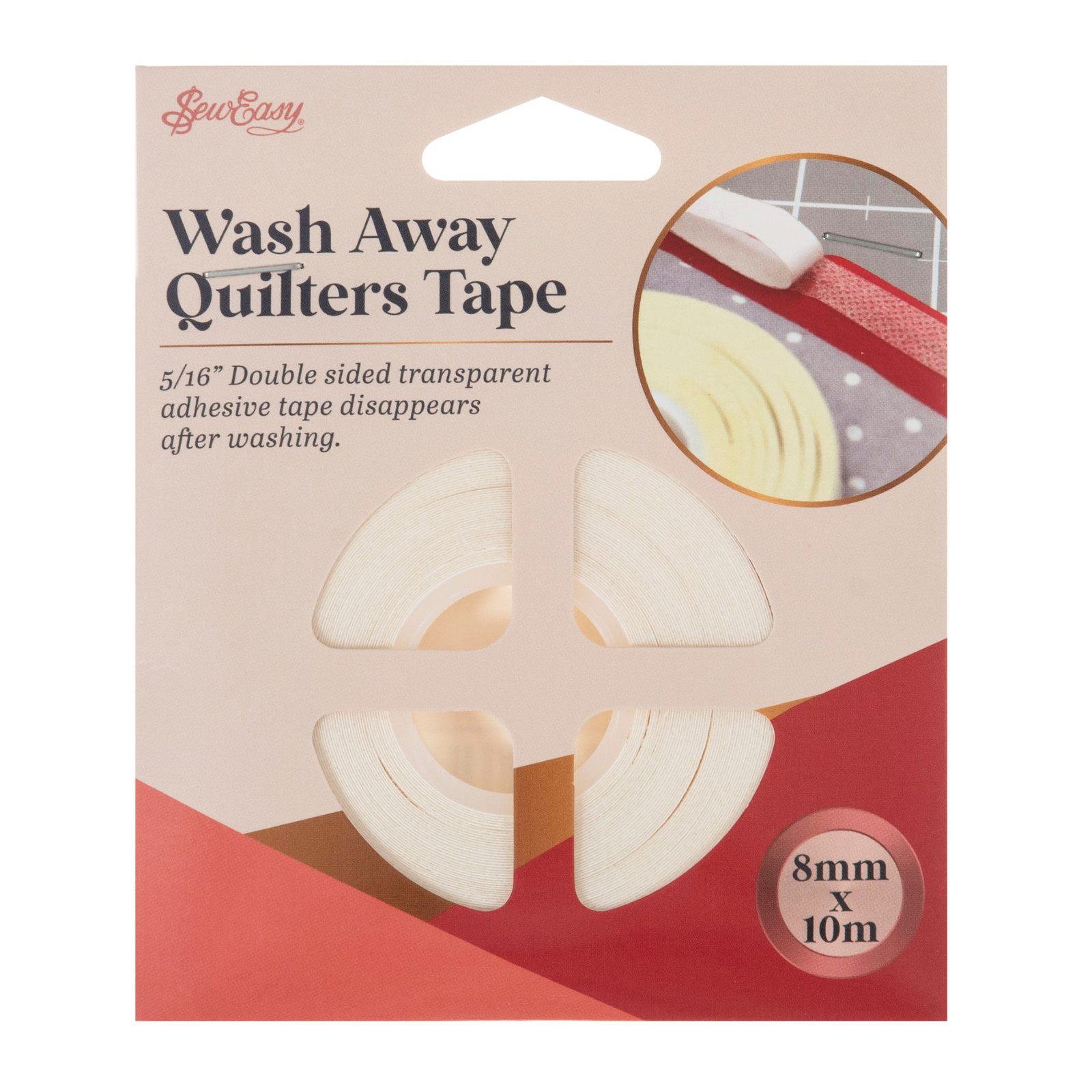 Sew Easy Wash Away Quilters Tape - 10m x 8mm - Double-sided - Transparent