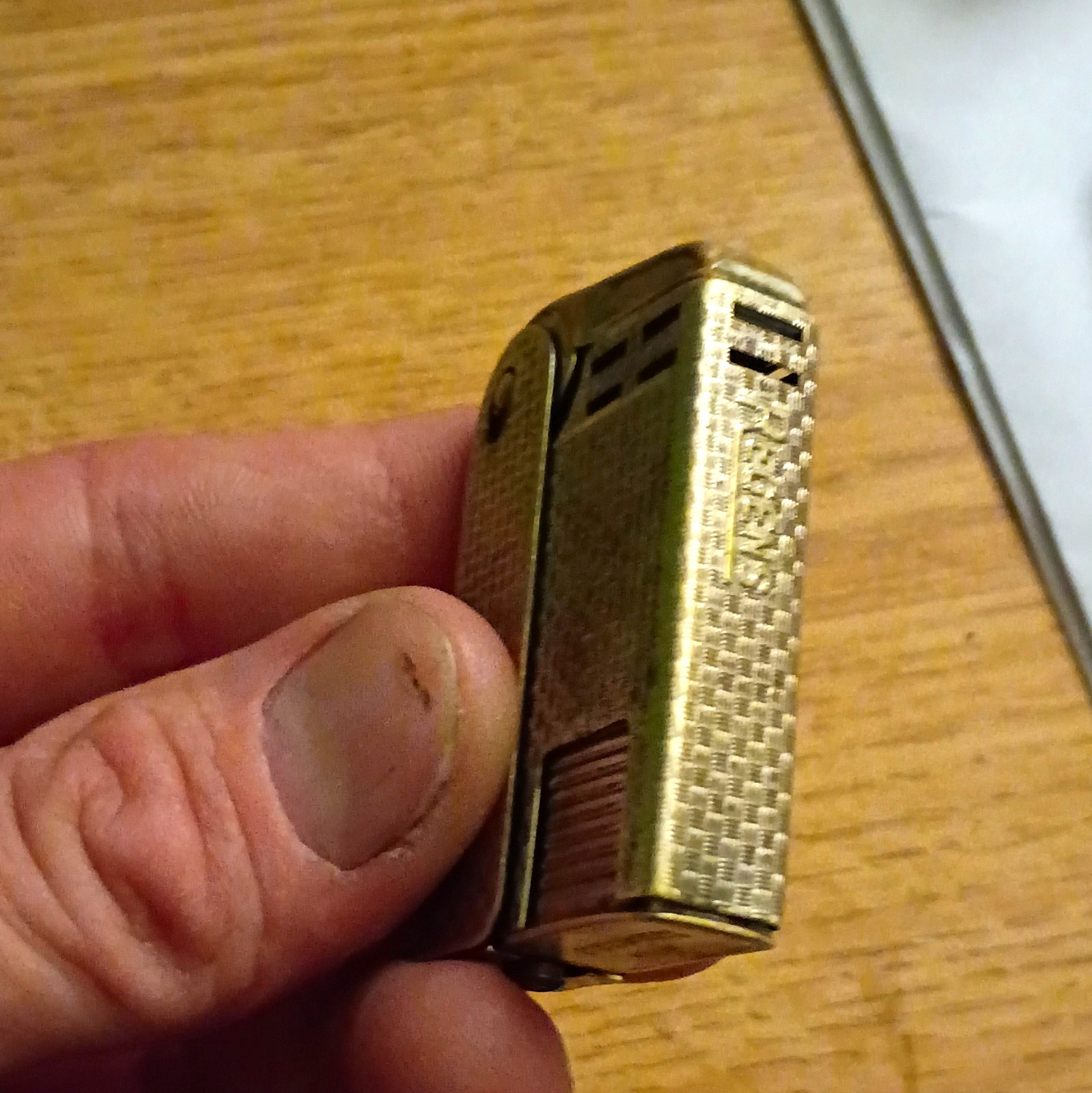 Gold-Tone Textured Metal Pocket Lighter, Gold Color Textured Finish