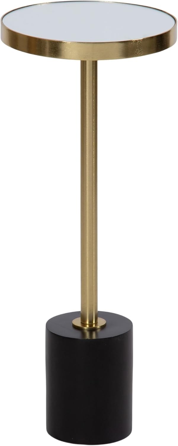 Kate & Laurel Hescott Modern Mirrored Drink Table; 10 x 10 x 24; Black & Gold;