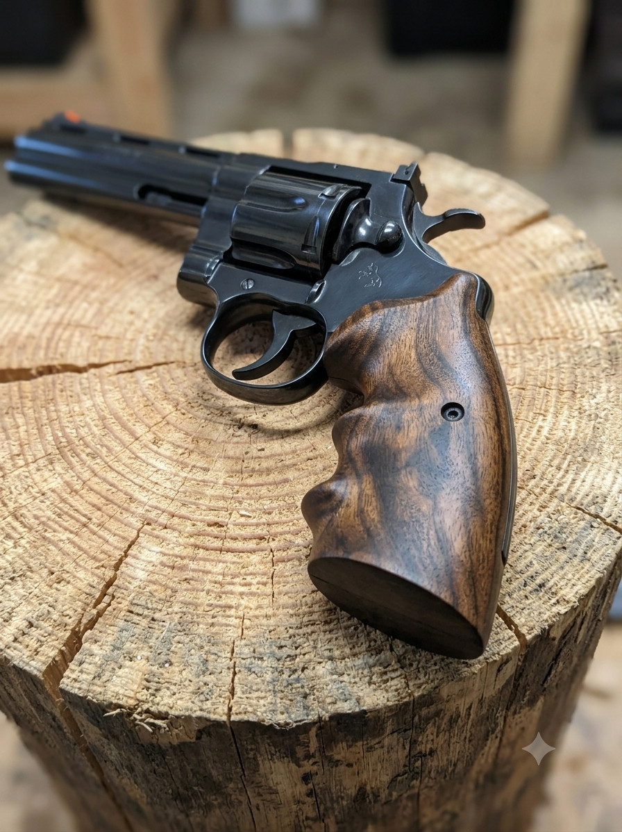 Custom Walnut Grips for Colt Python, 2021+ Anaconda, Official Police & Trooper I