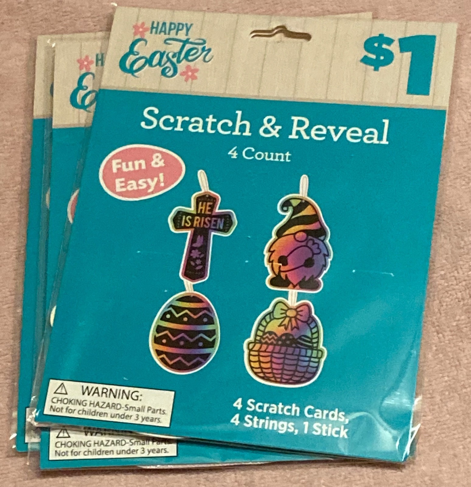 12 Pc Easter Scratch Art Kit Kids DIY Craft Ornaments Bunny Egg Party Favors