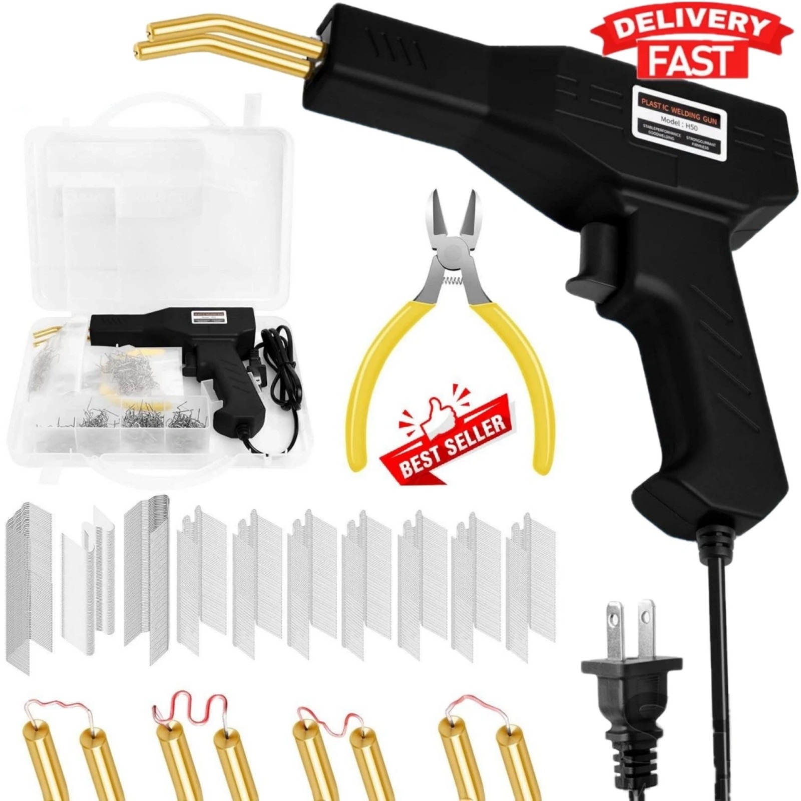 Plastic Welder Kit Soldering Hot Stapler Bumper Repair Welding Gun Tool 1000PCS