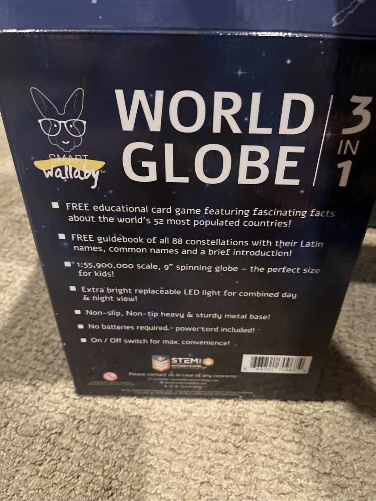9" Illuminated Educational Kids World Globe + STEM Flags & Countries Interact...